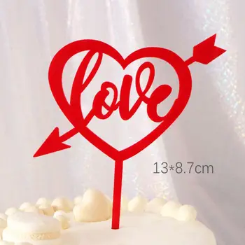 1stk Happy Valentine ' s Day Par Kage Topper Kærlighed Hjerte Style Guld Akryl Cupcake Kage Topper indsætte dekoration forskønne 1125