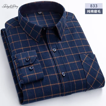 2021 Nye Mænd Shirt med Lange Ærmer i Høj Kvalitet, Bomuld, Business Casual Klud W/Pocket Plus størrelse 5XL 6XL Gingham Ternet DA459 1486