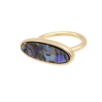 Oval abaloneskal Ringe Mode Indre Dia 1,7 cm Guld Farve Brincos Pendientes Smykker til Kvinder 156