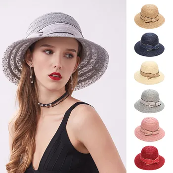 Nye Fashion Kvinder Sammenklappelig Solid Farve Kirke Derby Hat Flæser Wide Brim Cap, HAT Casual Caps Gorras 1804