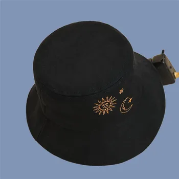 2021 bomuld månen Broderi Bucket Hat Fiskeren Hat til Udendørs Rejse Solen Cap Hatte til Mænd og Kvinder 46 1835