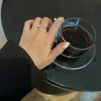 Todorova Minimalistisk Imiteret Perle Ringe Smarte Åbning Finger Ringe Til Kvinder Girl Justerbar Part Koreanske Smykker 204
