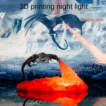 3D Printet LED Brand Dragon Lamper Nat Lys Genopladelige Humør Blødt Lys Til Soveværelse Børne Værelse, Soveværelse Camping Vandring Dekoration 2313