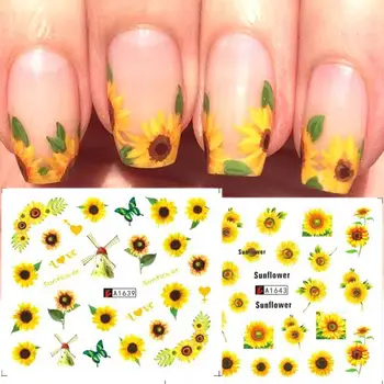 Spring Flower Nail Stickers Solsikke Daisy Blomster Blomster 3D Negle Stickers DIY Nail Art Design, Manicure, Udsmykning 2477