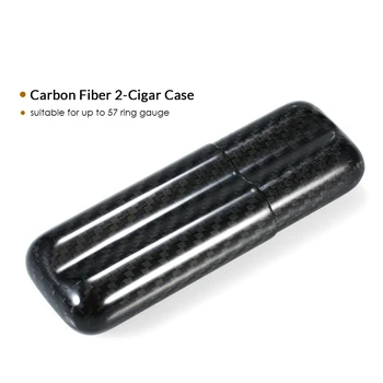 2-Cigar Tilfælde Let Cigar Opbevaring Tube Holder Black Carbon Fiber Rejse Cigar Humidor for op til 57 Ring Gauge Cigarer 2804