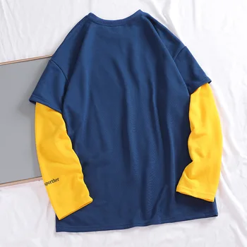 Casual Hættetrøjer Mænd Nye 2021 Foråret Unge Sweatshirt Mode Pullover Streetwear Grundlæggende Hombre Løs Patchwork Plus Size MOOWNUC 309