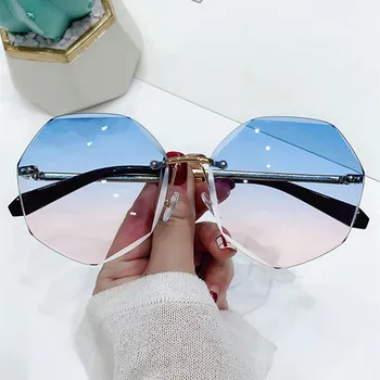 Overdimensionerede Uindfattede Kvinders Solbriller Design, Mode Lady Sol briller Legering Vintage Klassisk Brand Designer Nuancer UV400-Brillerne 3758