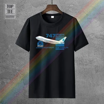 2019 Hot Salg Bomuld Retro Fly Pan Am Boeing 747 Heathrow New York Design T-Shirt Sommer Stil T-Shirt 474