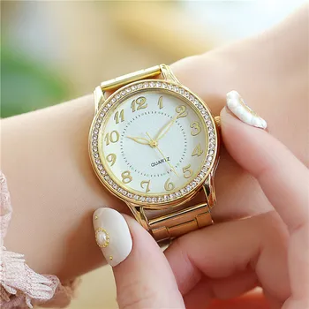 Reloj Mujer Guld Ur Til Kvinde Mode Rhinestone Kvinder Kvarts Luksus Armbåndsur Dameur Kvinder Watch Relogio Feminino #11 5476