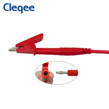 Cleqee P1041B Dual 4mm Banan Stik Test Lead Kit 1M Kabel til Multimeter med krokodillenæb Spade Stik 6mm U-Stik type