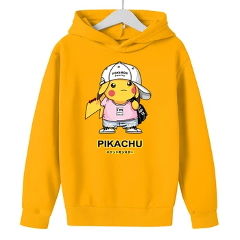 2021 Varme Sælge Pokemon Tøj udskrivning af Bomuld Børn Casual hoodie Pikachu efteråret Blød Børn Drenge Børn Tegnefilm Top