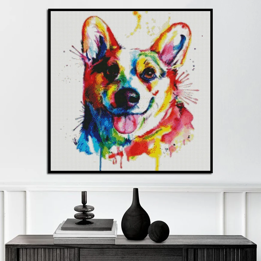 Køb Ab Farverige 5d Diamant Maleri Hund Art Kit Fuld Square Runde Broderi Mosaik Dyr Home Decor Nål Arts Crafts Brysterhelelivet Dk - Ab Home Decor