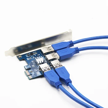 PCI-E er til PCI-E-Adapter 1 til 4 PCI-E X1 til PCI-E X16 Riser Card USB 3.0 HUB for Bitcoin BTC Miner Minedrift 106491