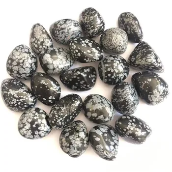 Naturlige bulk kvarts snowflake obsidian tumlede krystaller, healing sten til boligindretning 107252