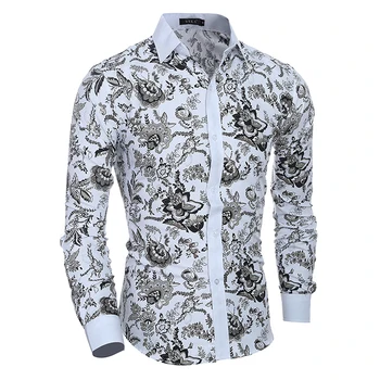 Mænd Shirt 2018 Nye 3D-Print Mode Afslappet Slim Fit Hawaii-Skjorter Camisa Masculina Social Business langærmet Skjorte 107563