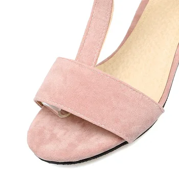 Chainingyee afslappet stil nubuck sommer sandaler mode bælte spænde beige pink sort tyk medium hæl kvinder sko 109019