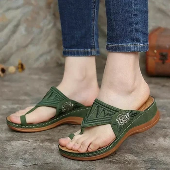 Sommeren store størrelse kvinder sko retro tyk hæl dame sandaler, kiler sko til kvinder sandaler 109871