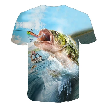 Sommeren Fisk Udendørs 3D-Print Kids T-Shirt med Cool Fiskeri O-Hals, Korte Ærmer Casual Hip Hop Drenge T-Shirts Børn Tøj Toppe 121433