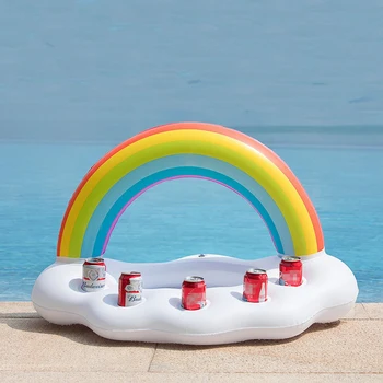 Oppustelige Pool Float Rainbow Cloud Kopholder Oppustelige Pool Flyder Øl Drikker Køligere Tabel Bar Bakke-Stranden Svømning Ring 12570