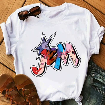 Jem og Hologrammer tshirt kvinder 80'er stil mode kvindelige t-shirt hvid hip hop t-shirt sommer rock-shirts, cool streetwear 125803