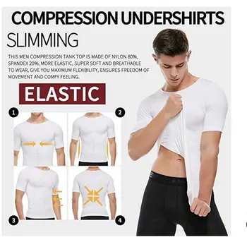 Classix Mænd Body Toning T-Shirt Slankende Body Shaper Korrigerende Kropsholdning Mave Kontrol Kompression Mand Modellering Undertøj Corset 12630