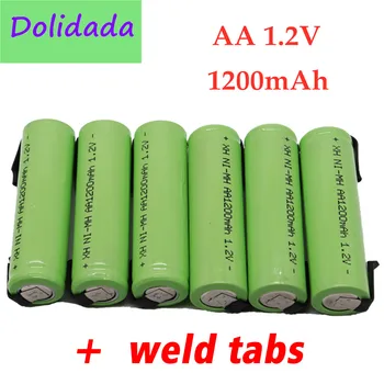 Oprindelige 1,2 V AA batterier 1,2 V Genopladelige Batteri 1200mah, AA NiMH, med Lodde Pins, DIY Elektrisk Tandbørste, Barbermaskine 12721
