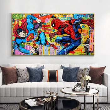 Marvel Graffiti Superhelten Spiderman Plakat og Print på Lærred Maleri Moderne Street Graffiti Væg Kunst Billede til stuen 127369