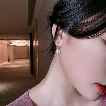 V-543 S925 sølv nål koreanske Barok stil perle blomst diamond net red temperament øreringe øreringe kvindelige 1309