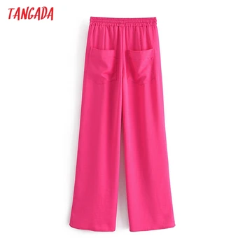 Tangada Fashion Kvinder Pink Bred Ben Bukser, der Passer Bukser Bue Strethy Talje Kontor Dame Bukser Pantalon 3W110 131767