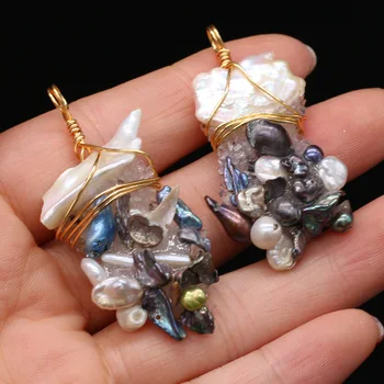 Naturlige Hvide Perler til Vedhæng Uregelmæssig form Guld Farve Wire Wrap Perler for Kvinder Smykker at Gøre DIY-Halskæde, Øreringe Håndværk