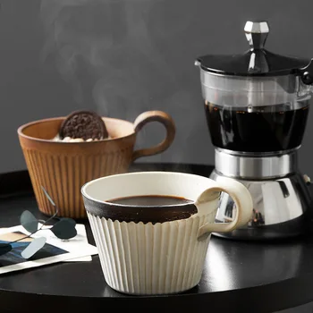 Håndtag Mælk Cup Stentøj kaffebæger Håndlavet Japansk Retro Kop Kaffe Keramiske Morgenmad Cup tumbler kop japansk cup 13705