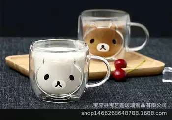 Tegnefilm Glas Bære Kop Chai Dog Cup Varme-resistente og cup Gennemsigtig kreative vand cup