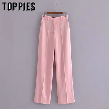 Toppies Kvinder Pink Casual Bukser, Bløde Brede Bukser Passer Pantalones 137608