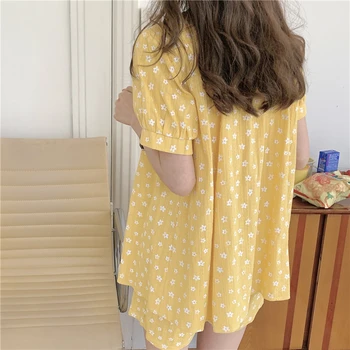 Blød komfortabel kvinder pyjamas sæt kniplinger kortærmet trøjer shorts, der passer homewear 2 delt sæt sommer nattøj gul Y612 14290