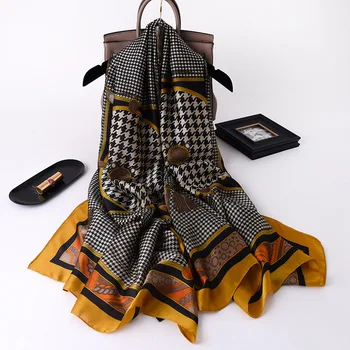 Populære Bandana Strand Håndklæde Mode Leopard Print Silke Tørklæde koreanske Designer Foulard Hals Tørklæder Dame 180X90CM Sjal Og Wrpas 14338