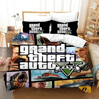 3d Spil GTA V Bedding Set Tegnefilm Dynebetræk Grand Theft Auto Sengelinned Med Pudebetræk, Sengetøj (Ingen Ark) Dropsjpping 146618