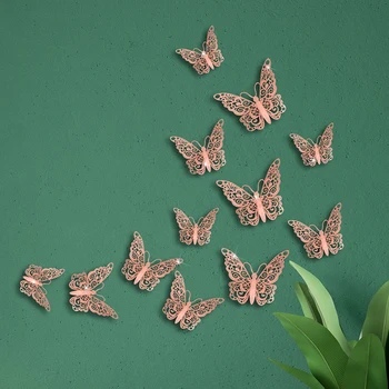 12pcs/sæt 3D Hule Butterfly Wall Stickers til Børn Værelser Home Decor klistermærker Køleskab klistermærker DIY Bryllup Part Butterfly 149488