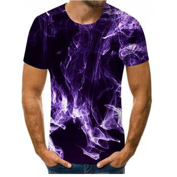 3D-print-mænd og kvinder alle-passer til afslappede T-shirt casual cool cool flamme stor størrelse net red løs O-hals, korte ærmer tendens 15023
