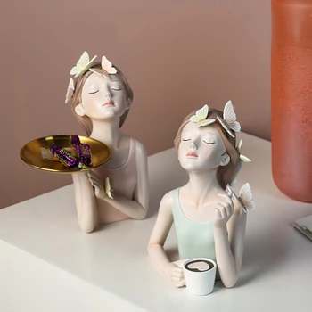 NORTHEUINS Butterfly Girl Harpiks Skulptur Karakter Model Vase Moderne Opbevaring Statuer Hjem Stue Desktop Indretning Tilbehør 152967