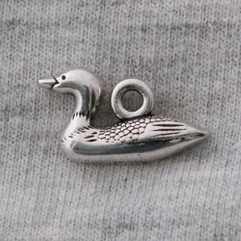 RAINXTAR Antik Sølv Farve Cute Duck Legering Animalske Charme 50stk 10*18mm AAC777 155586