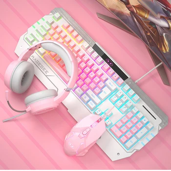 Pink Mekanisk Gaming-Tastatur-USB-Kabel pc-gaming Tastatur Til Gamer Bærbare PC tasterne mus og Tastatur hovedtelefon sæt til pige 15662
