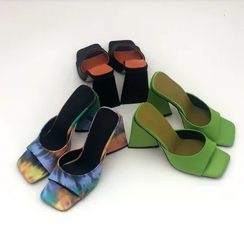Kvinders Særlige Materiale Sommer Sandaler til Kvinder Tykke såler højhælede Tøfler 10,5 cm Tykke hæle Party Natklub Tøfler