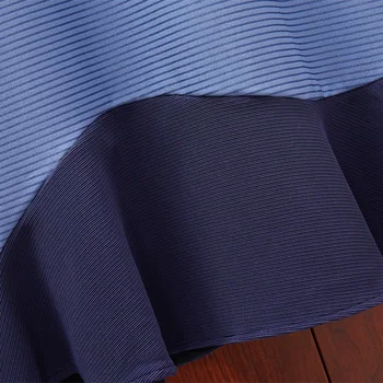 Kvinder Stort Plus Størrelse 4XL Blå Patchwork-Shirt Kjole Smart Afslappet og Elegant Mode Efteråret Tøj Store Kontor Dame Plisserede Kjoler 159636
