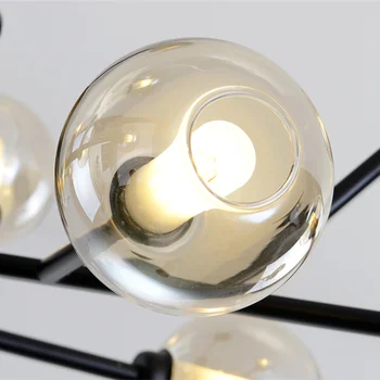 Amerikanske verden lysekrone industrielle molekylær lampe sort jern glas lysekrone vintage Spise Stue LED flush mount lys 162975