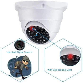 Sikkerhed Dummy Falske Kamera Røde Blinkende LED-Lys-Gratis Advarsel Klistermærke Indendørs Udendørs Simulering Sikkerhed Overvågning Kamera 163780