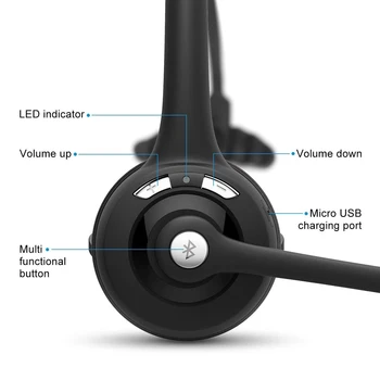 Professionel Noise Cancelling Trådløse Bluetooth hovedtelefoner Med Mikrofon 13H Tale Tid For Driver Call Center Skype Kontor 16658