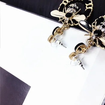 SJCHO-114 Nye koreanske brand designer luksus smykker flash øreringe geometriske vævet bee pearl lange øreringe damer 1667