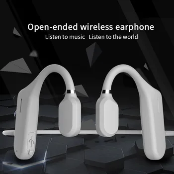 Bone Conduction Trådløse Bluetooth-5.0 Openear Øretelefon Udendørs Stereo Sport Vandtæt Hovedtelefon Med Mikrofon Headset 16957