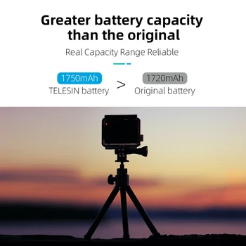 TELESIN 1750mAh Batteri Til GoPro Hero 9 Med Batteri Kasse Til GoPro 9 Action Kamera Tilbehør