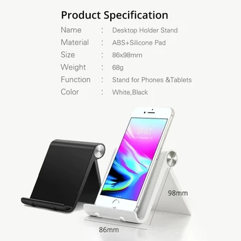 Universal Mobiltelefon Holder Stand Desktop Foldet Smart Phones, Tablet Indehavere Gadgets Til Iphone 12 Ipad Mini Xiaomi Samsung 18966